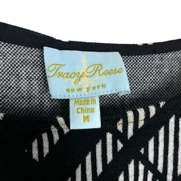 TRACY REESE Black White Wool Blend Sleeveless Cut Out Body Con Sheath Dress US M - Picture 7 of 8